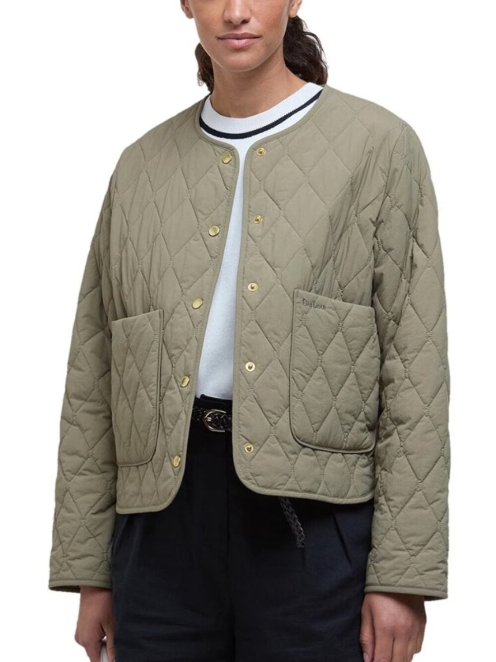 Barbour Quilted Monroe Jacket with Plaid Lining (Current Style) Size US 4